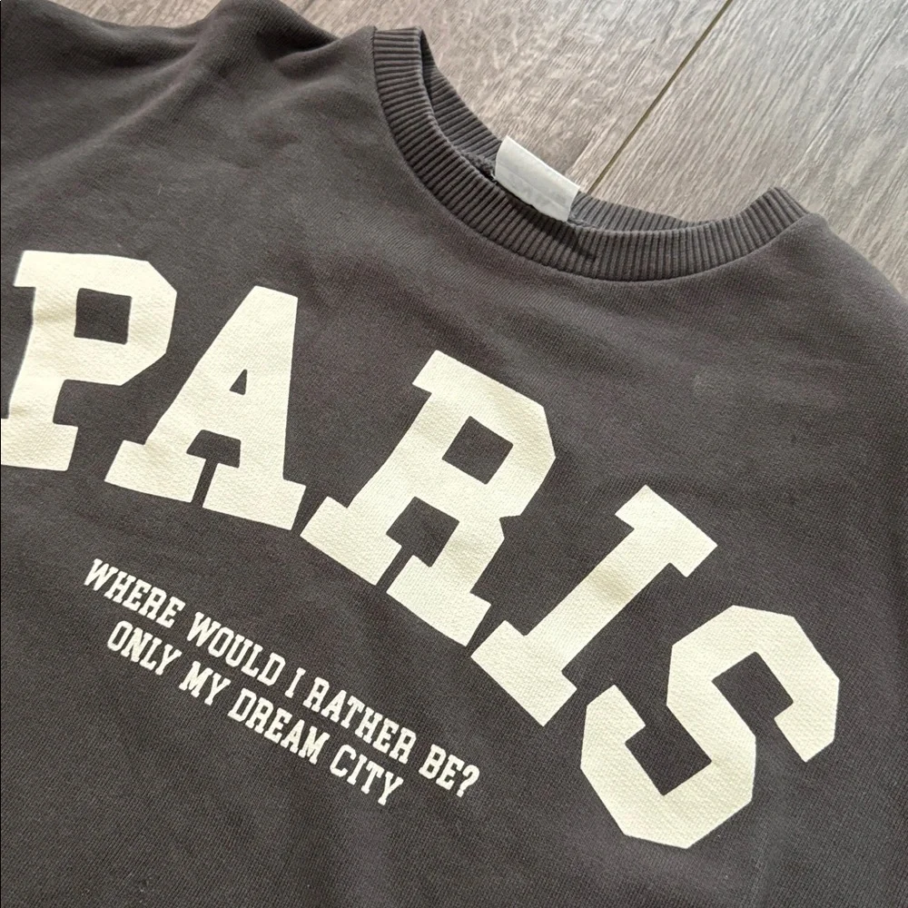 Zara girls black Paris sweatshirt dress 7